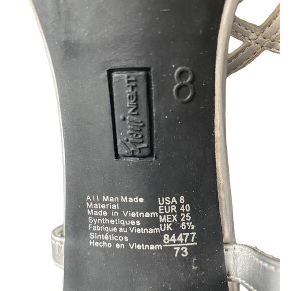 Silver party shoes pumps stilettos 3” heels wide sling back straps size 8 - Picture 7 of 8